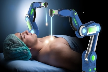 Surgery performed by robotic arms
