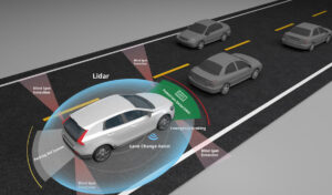 Autonomous self-driving car showing Lidar